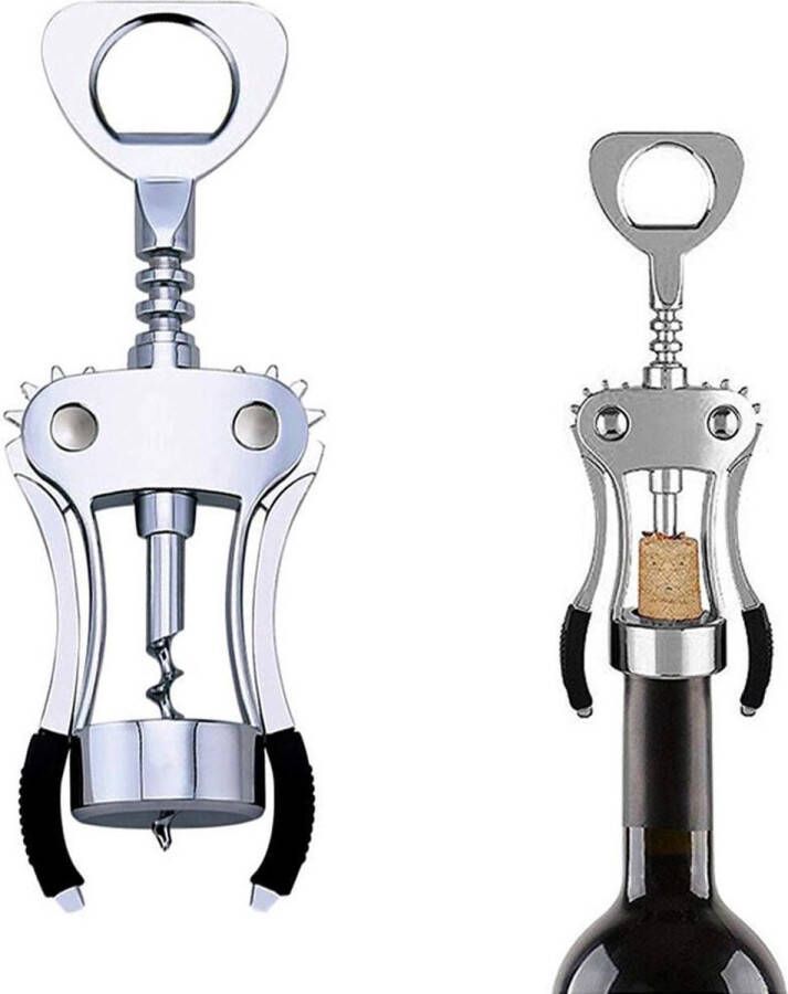 Kurkentrekker Wijnopener Premium RVS Fles Opener Kurkentrekker Klassiek en Hoogwaardig Klassieke Opener voor Wijn en Bier Kurkentrekker Wijn Kurkentrekkers