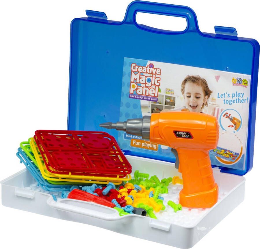 Merkloos Sans marque Puzzel 151 stuks + Speelgoed Schroefboormachine Doe-Het-Zelf voor Kinderen Vanaf 3 jaar