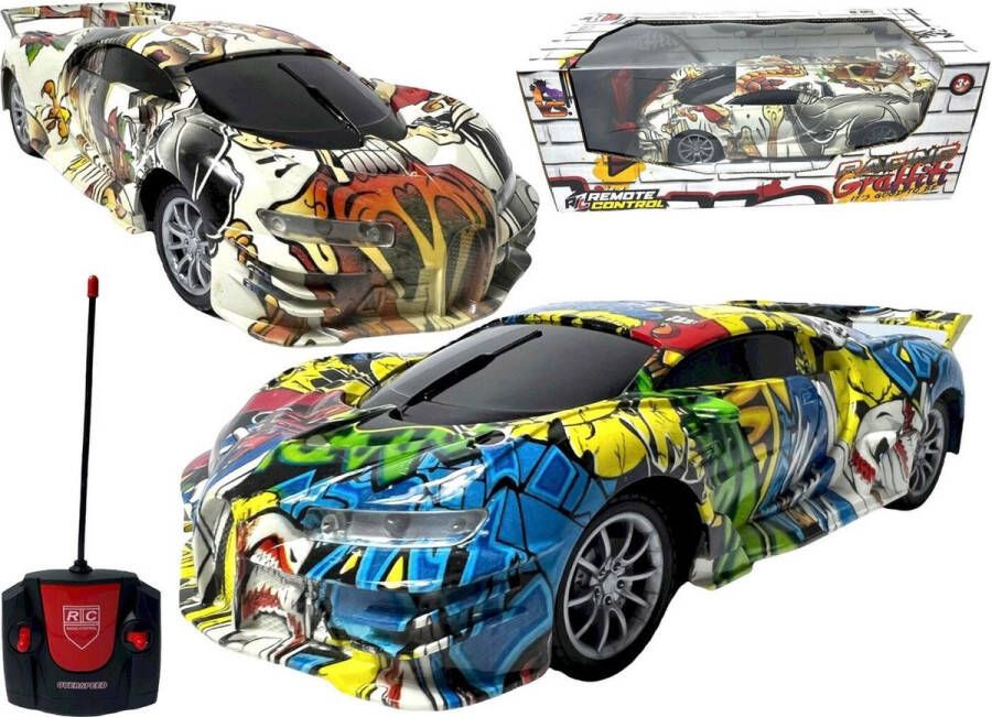 Merkloos Sans marque Racing Grafiti Car op afstand bestuurbare auto led koplampen 4 kanaal besturing (23CM)