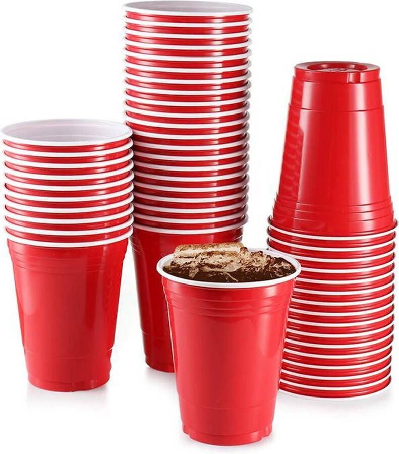 Merkloos Sans marque Red cups 50stuk(s) 475ml Party Cups Drankspel Beerpong Bekers Beerpong Plastic Bekers