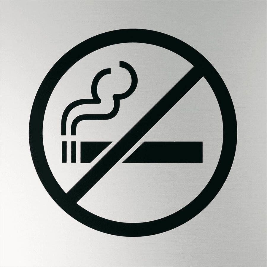 Merkloos Sans marque Roken verboden bord geborsteld aluminium 100 x 100 mm