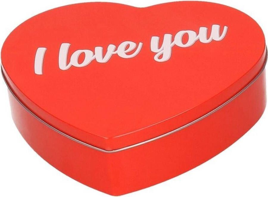 Merkloos Sans marque Rood I Love You hart blik cadeau snoepblik snoeptrommel 18 cm Valentijnsdag kado Cadeauverpakking rode hartjes opbergblikken voorraadblikken
