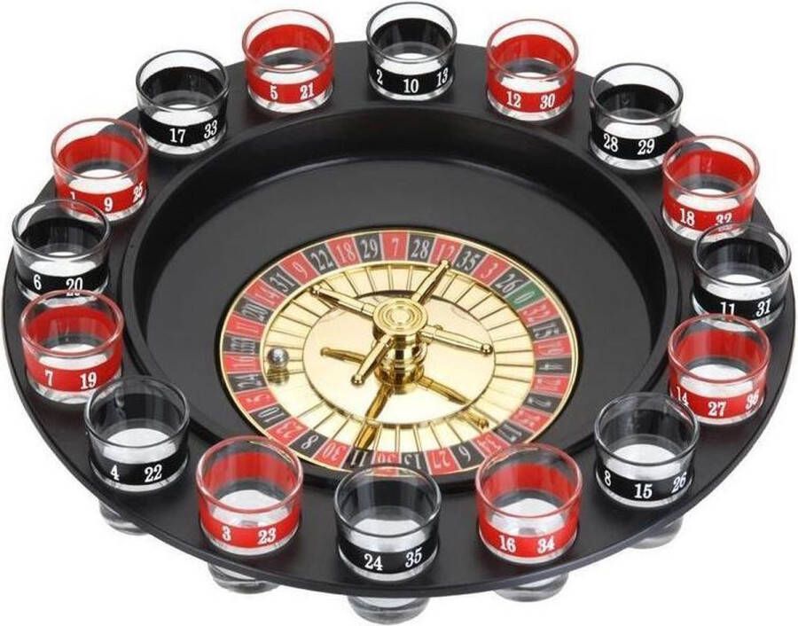 Merkloos Sans marque Roulette drinkspel met 16 glazen Shot roulette casino Feestspel Drankspel Roulette goktafel set