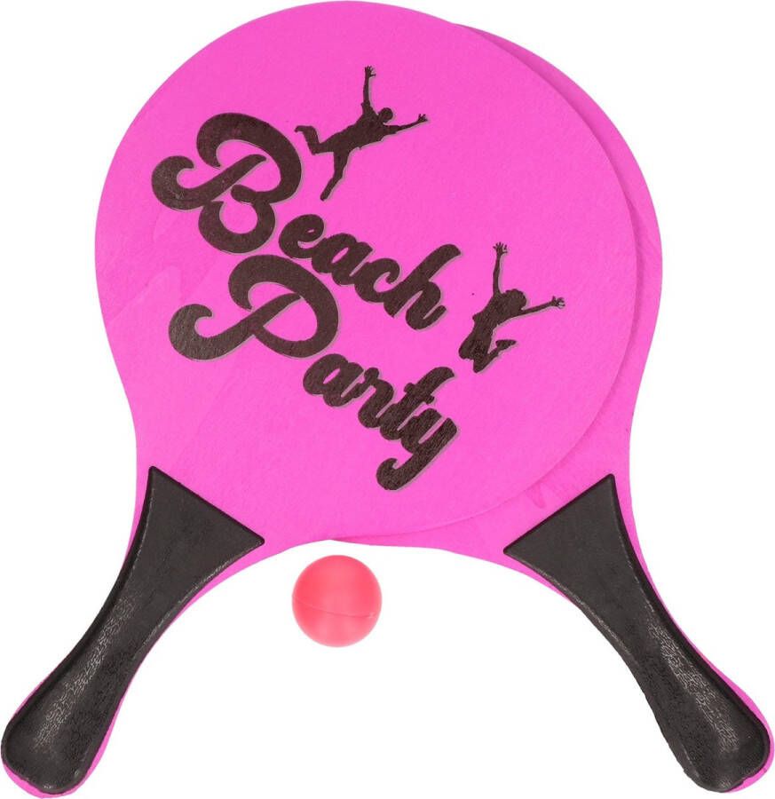 Merkloos Sans marque Roze beachball set buitenspeelgoed Houten beachballset Rackets batjes en bal Tennis ballenspel