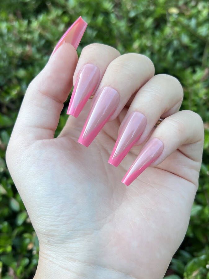 Merkloos Sans marque Roze french nagels plaknagels nagellijm plaktabs lang