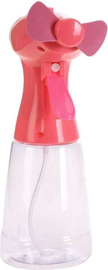 Merkloos Sans marque Roze hand ventilator met water verstuiver 22 cm Zak ventilator waaier Waterverstuiver