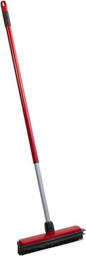 Merkloos Sans marque Rubberen bezem kappersbezem rood met telescoopsteel 30 cm schoonmaakartikelen bezems