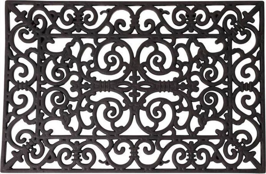 Merkloos Sans marque Rubberen schoonloopmat zwart klassieke print 60 x 40 cm Deurmatten schoonloopmatten