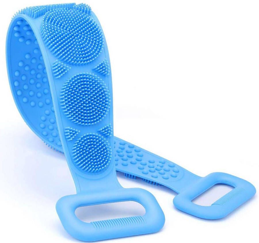 Rug Srcubber Scrubband Dry brush Rugscrubber- Siliconen Badborstel Blauw Uitrekbare Body Borstel Dubbelzijdige Rugborstel 71 cm Massageborstel