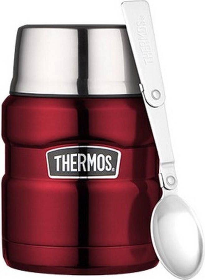 Merkloos Sans marque RVS thermospot voedseldrager 470 ml rood Inclusief lepel Voedsel warmhouden onderweg