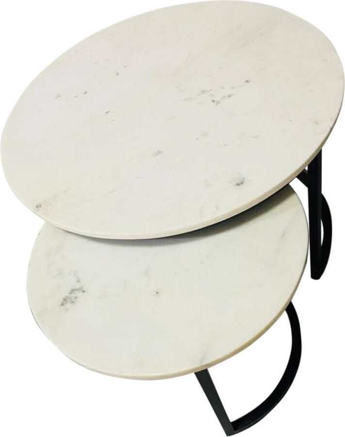 Merkloos Sans marque Salontafel Nova | Set van 2 | Rond | Wit marmer