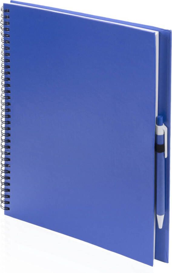 Merkloos Sans marque Schetsboek blauwe harde kaft A4 formaat 80x vellen blanco papier Teken boeken