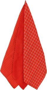 Set 2 Theedoeken en Keukendoek Egyptische Katoen Oranje