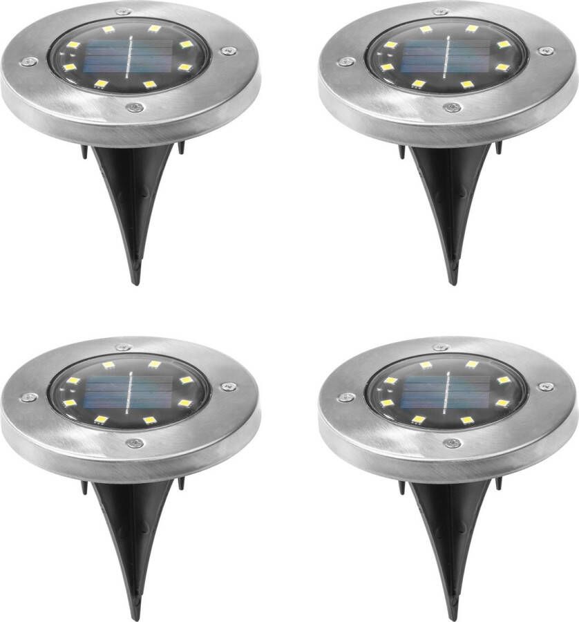 Merkloos Sans marque Set van 12x stuks solar tuinlampjes grondspotjes grondspot op zonne-energie 12 cm