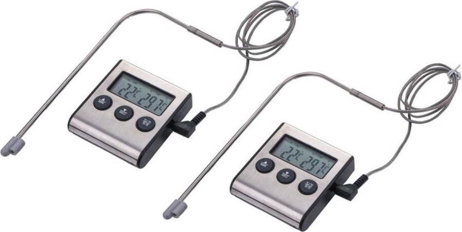 Set van 2x stuks digitale keuken thermometers braadmeters keuken