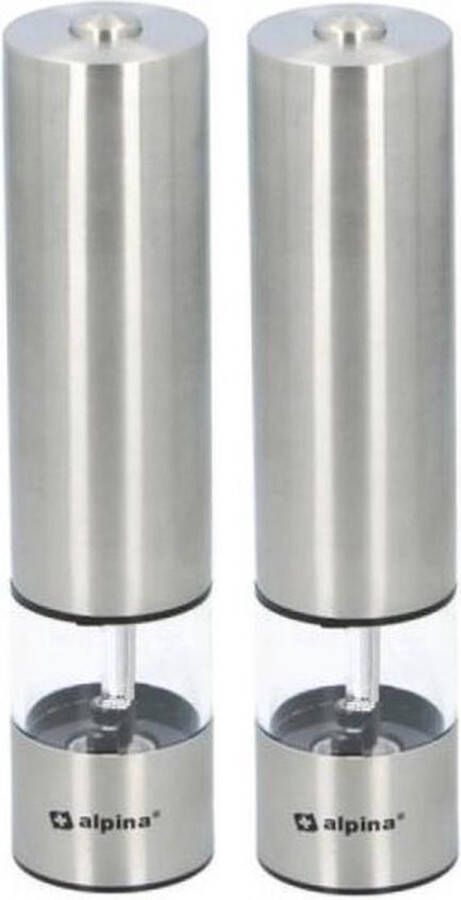 Merkloos Sans marque Set van 2x stuks elektronische automatische peper- en zoutmolen RVS met LED lampjes Keukenbenodigdheden Pepermolens Zoutmolens