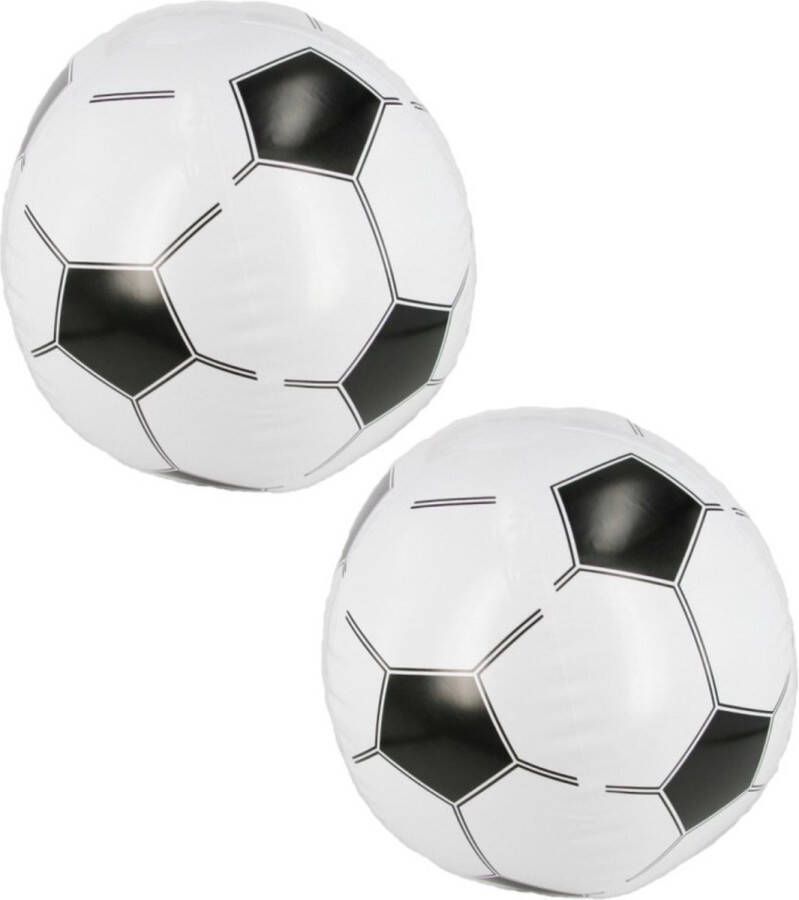 Merkloos Sans marque Set van 2x stuks opblaasbare voetbal print strandbal 30 cm UItdeel decoratie artikelen