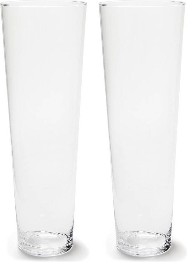Merkloos Sans marque Set van 2x stuks transparante conische vaas vazen van glas 17 x 50 cm Woonaccessoires woondecoraties Glazen bloemenvaas Boeketvaas