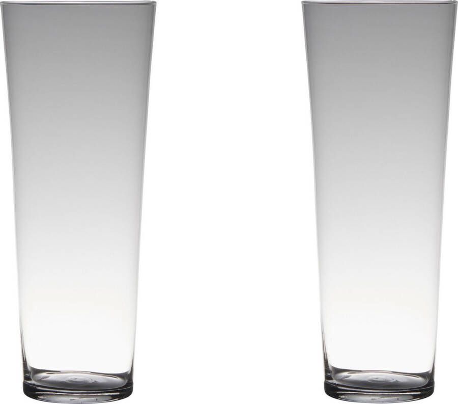 Merkloos Sans marque Set van 2x stuks transparante home-basics conische vaas vazen van glas 40 x 16.5 cm Bloemen takken boeketten vaas voor binnen gebruik