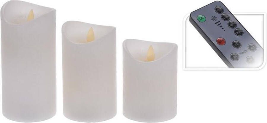 Merkloos Sans marque Set van 3 witte led kaarsen met afstandsbediening LED stompkaarsen
