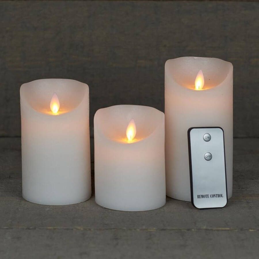 Merkloos Sans marque Set van 3 witte LED stompkaarsen met afstandsbediening Woondecoratie LED kaarsen Elektrische kaarsen