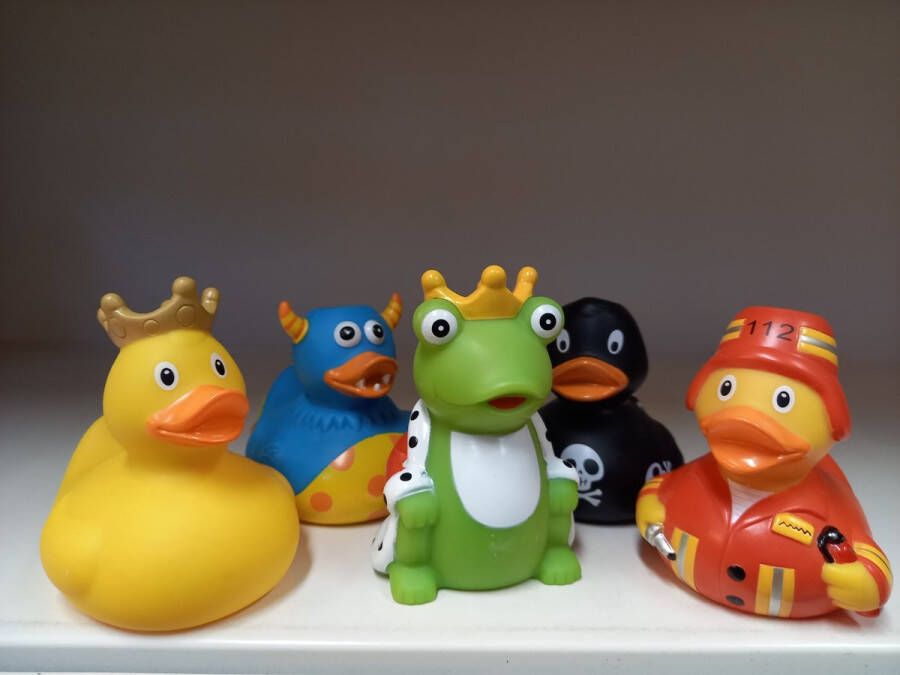 Merkloos Sans marque Set van 4 eendjes en een kikker badeendjes my toothie duck