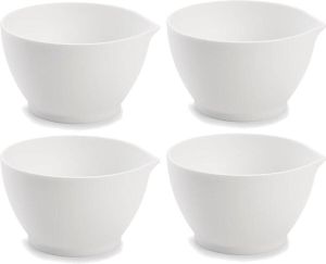 Merkloos Sans marque Set van 4x stuks kunststof schaaltjes kommetjes met schenktuit 15 cm Ontbijt snacks sauzen serveren Schaaltjes kommetjes van plastic Keukenbenodigdheden