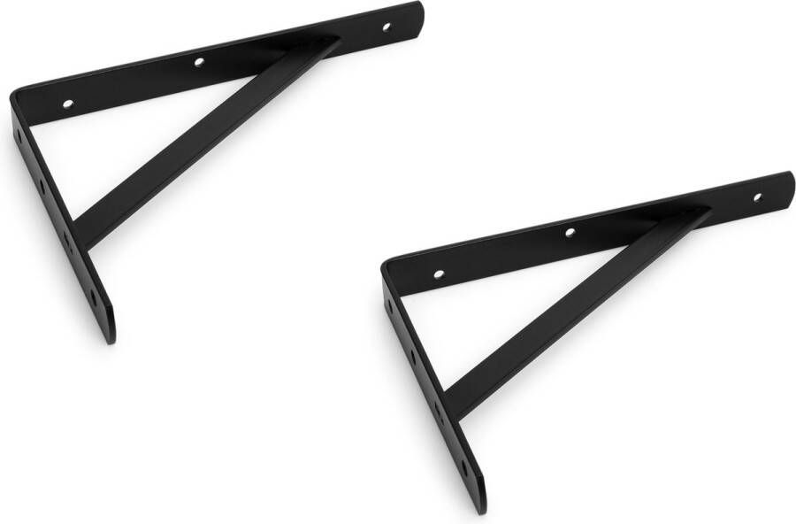 Merkloos Sans marque Set van 4x stuks plankdragers planksteunen zwart metaal met schoor 39 5 x 27 cm wandplankdragers