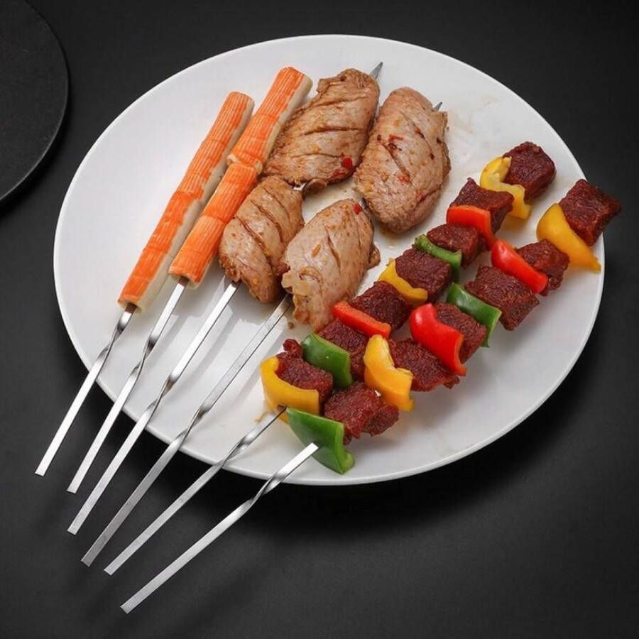 Merkloos Sans marque Set van 6 BBQ spiezen! Barbecue grill spiesjes Sate pennen RVS