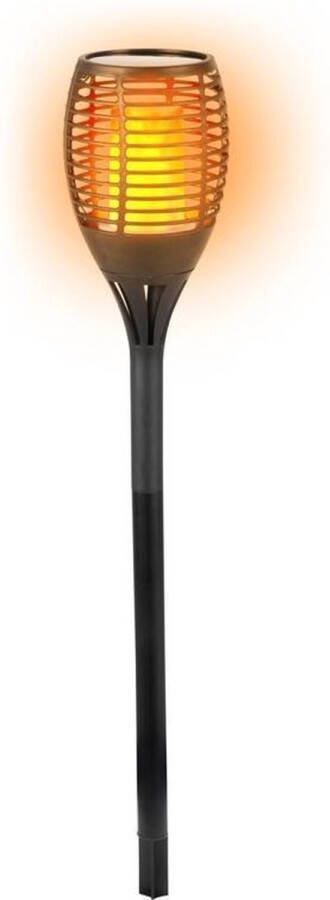 Merkloos Sans marque Set van 8x stuks solar LED tuinfakkel zwart 77 cm Tuinverlichting tuindecoratie led fakkels