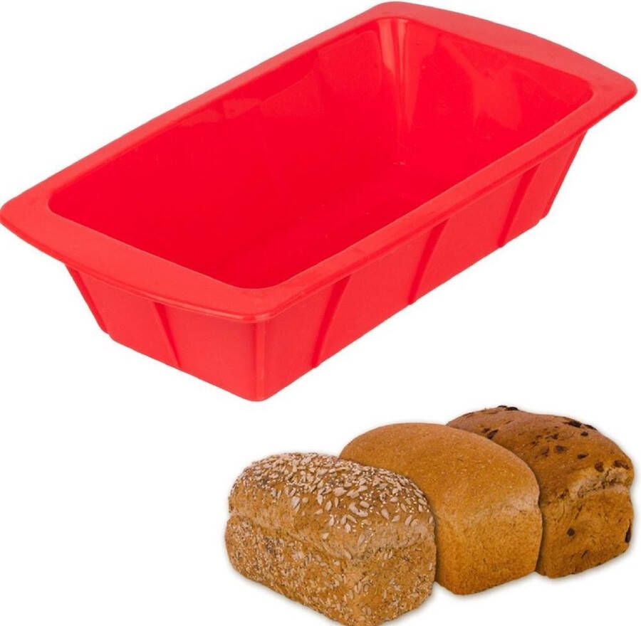 Merkloos Sans marque Siliconen Brood Bakvorm Vierkant Cake Vorm Bakblik Mal Broodvorm Keek Anti Aanbak & 100% BPA Vrij – Rood