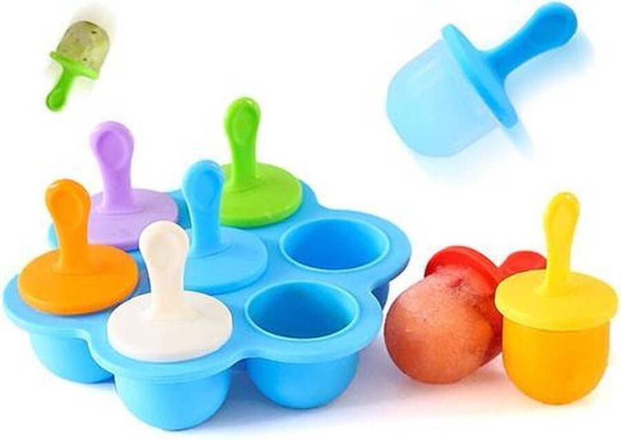 Siliconen mini ijs pops ijs bal lolly maker popsicle mallen baby diy voedingssupplement tool (blauw)