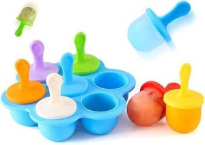 Siliconen mini ijs pops ijs bal lolly maker popsicle mallen baby diy voedingssupplement tool (oranje)