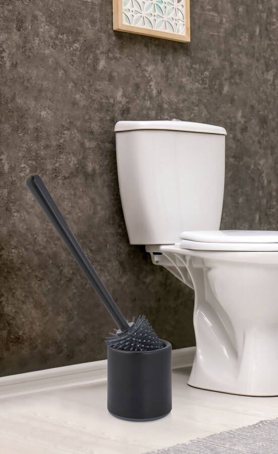 Merkloos Sans marque Siliconen Toiletborstel WC Toiletborstel Met Houder Toiletborstelhouder Toiletborstel Zwart