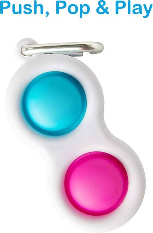 Merkloos Sans marque Simple Dimple Fidget Toys Pop It Fidget Toy Sleutelhanger Blauw Roze