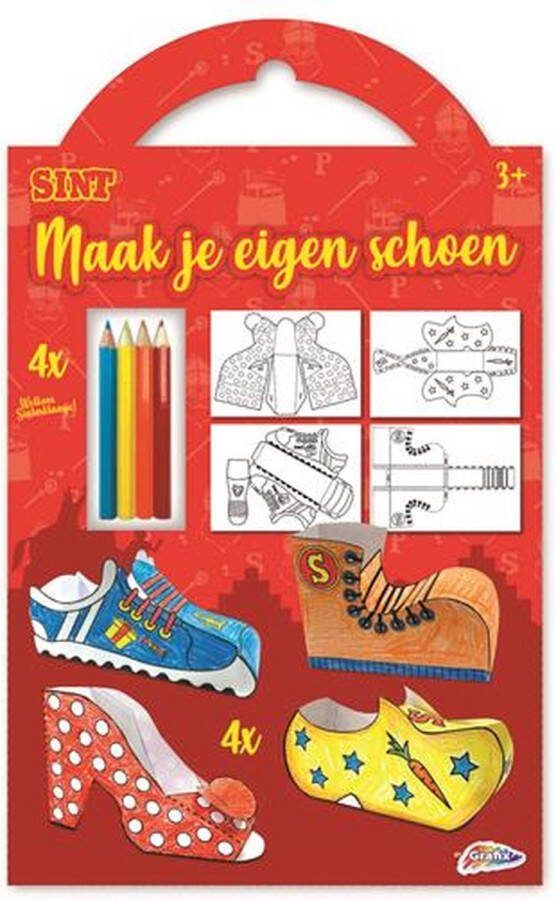 Grafix Sinterklaas knutselset Maak je eigen schoen 4 designs + 4 potloden
