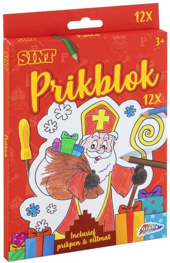 Merkloos Sans marque Sinterklaas Prikblok 12 prikkaarten 15x20 cm