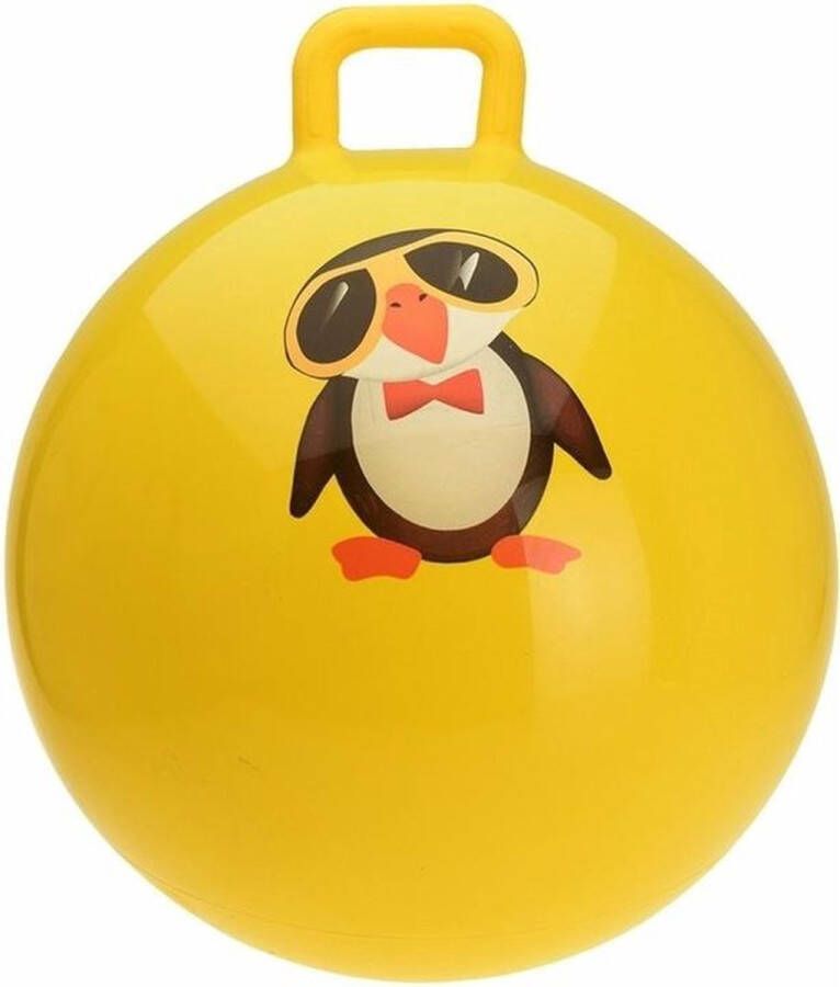 Merkloos Skippybal geel met pinguin 55 cm Skippyballen
