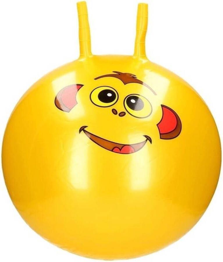 Merkloos Skippybal met dieren gezicht geel 46 cm Skippyballen