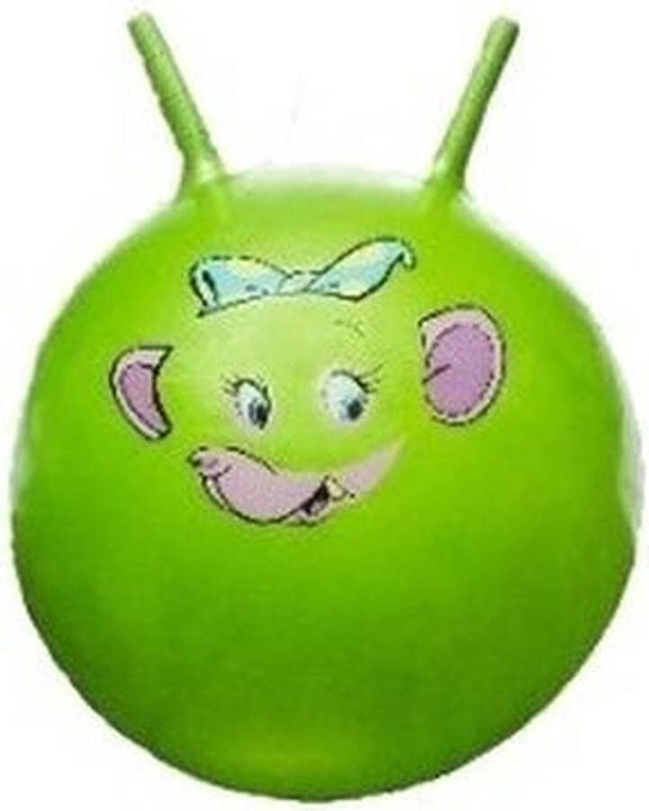 Merkloos Skippybal met dieren gezicht groen 46 cm Skippyballen