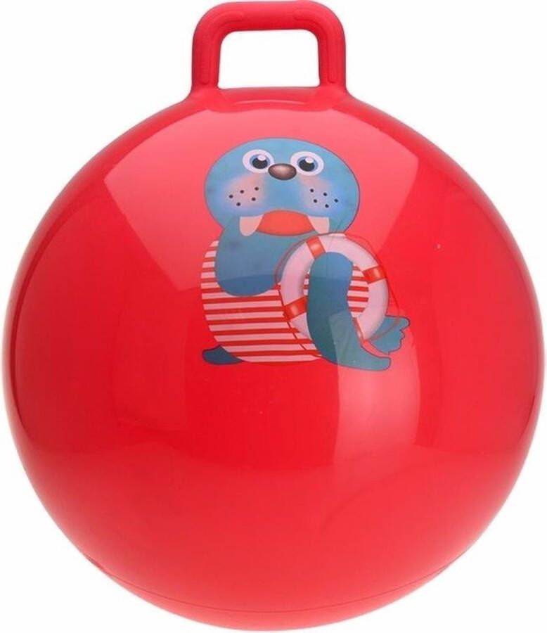 Merkloos Skippybal rood met walrus 55 cm Skippyballen