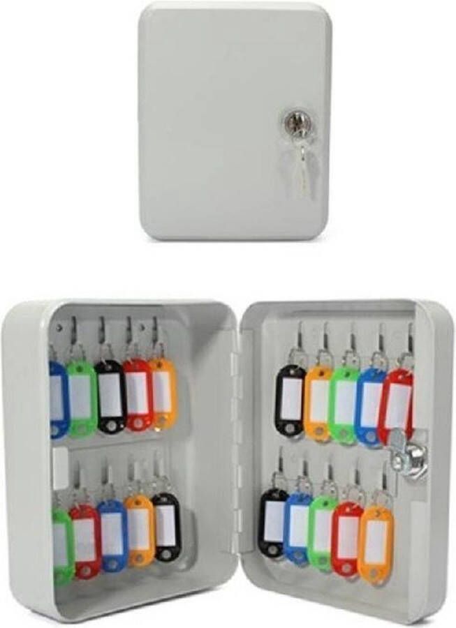 Merkloos Sans marque Sleutelbox sleutelkastje met 20 haakjes 16 x 7 x 20 cm metaal sleutelkluisje