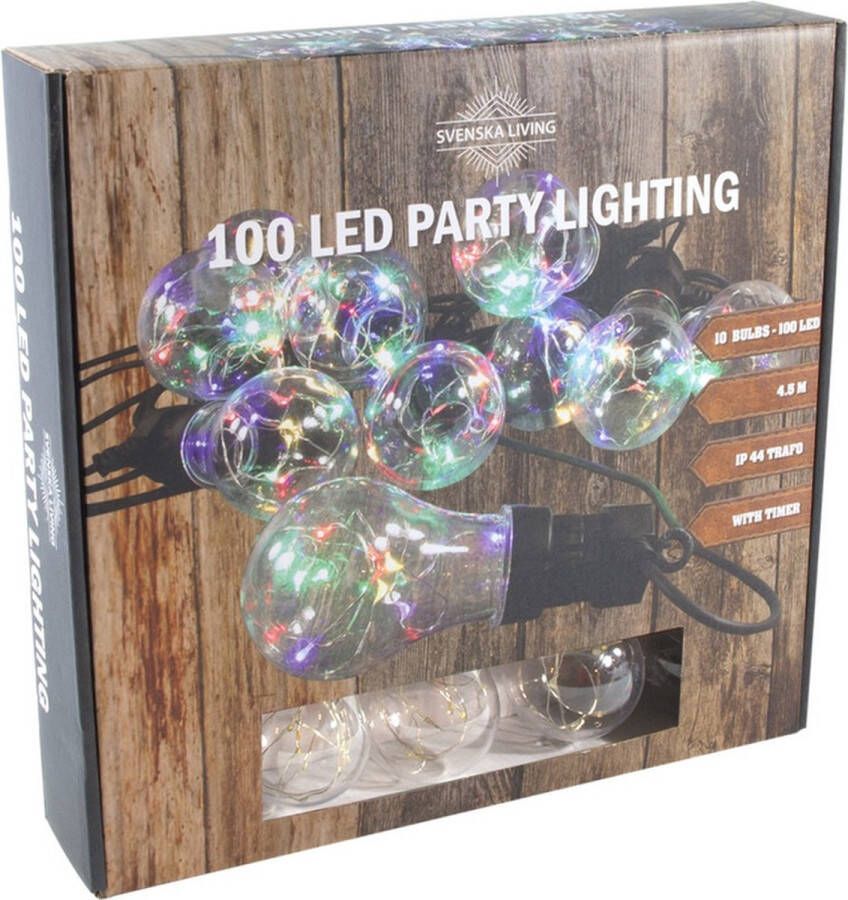 Merkloos Sans marque Slinger Verlichting | 10 Multi LED lampen | 4.5 meter | Partyverlichting. Tuinverlichting. Met Timer
