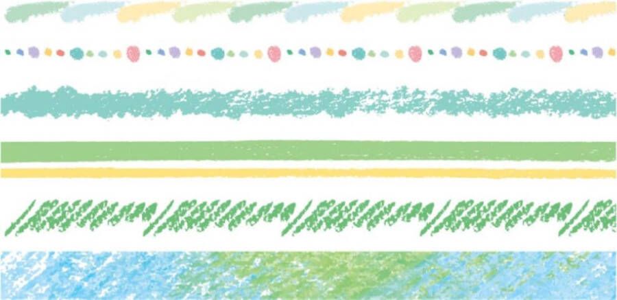 Merkloos Sans marque Small Crayon Core Washi Tapes | Multi Pack Washi Tapes | Geel Blauw Groen | Zes Washi Tapes | Meerdere Masking Tapes | Washi Tapes Set | Afplaktape | Decoratietape | Patronen | Vormen | Inpakken | Versieren | Bullet Journal | Plakboeken | Decoreren