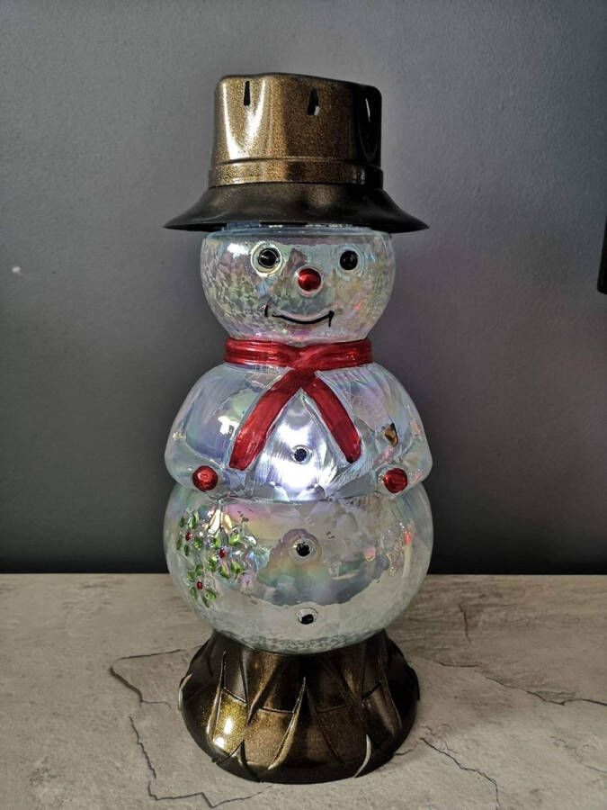 Smaal deco Sneeuwpop herdenkinglicht kerst windlicht decoratie grafkaars lantaarn