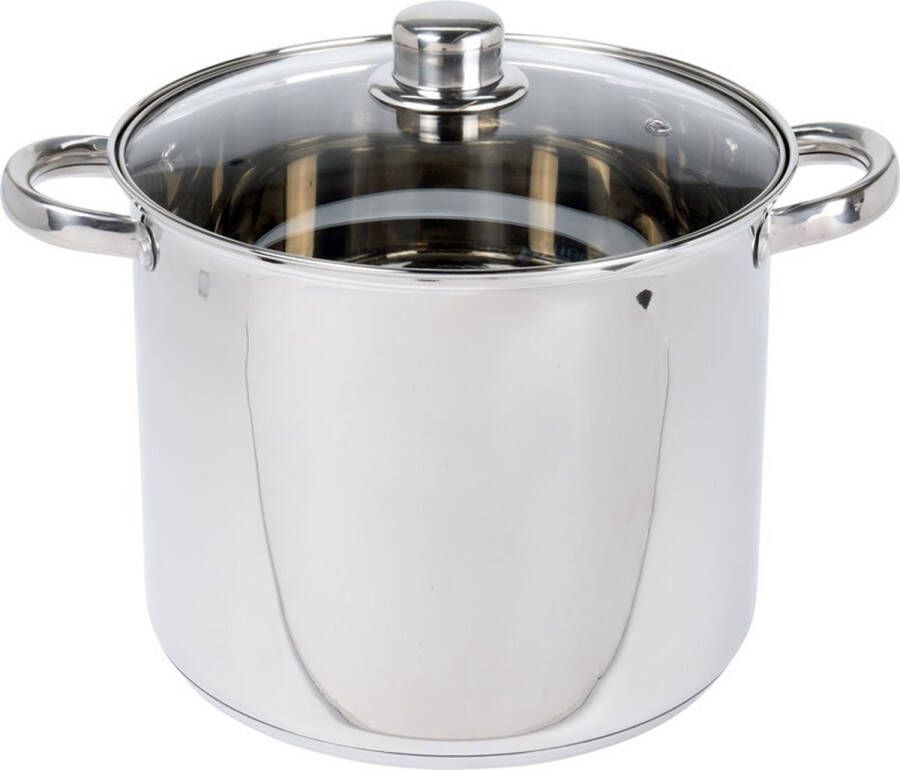 Excellent Houseware Kookpan Soeppan met deksel RVS glas 9L D24 x H20 cm alle warmtebronnen