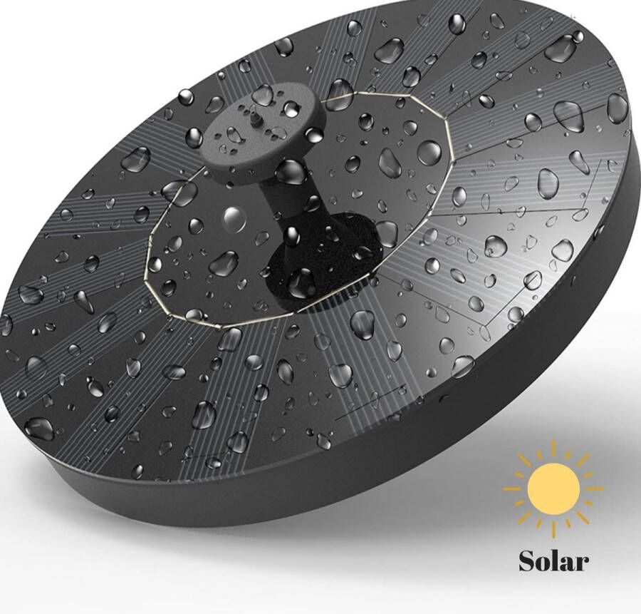 Merkloos Sans marque Solar Fontein met een diameter van ca 13 cm – werkt op Zonne-energie voor in de tuin of op balkon – geschikt voor in een vijver of waterschaal drijvende fontein zonder snoer alleen voor buiten