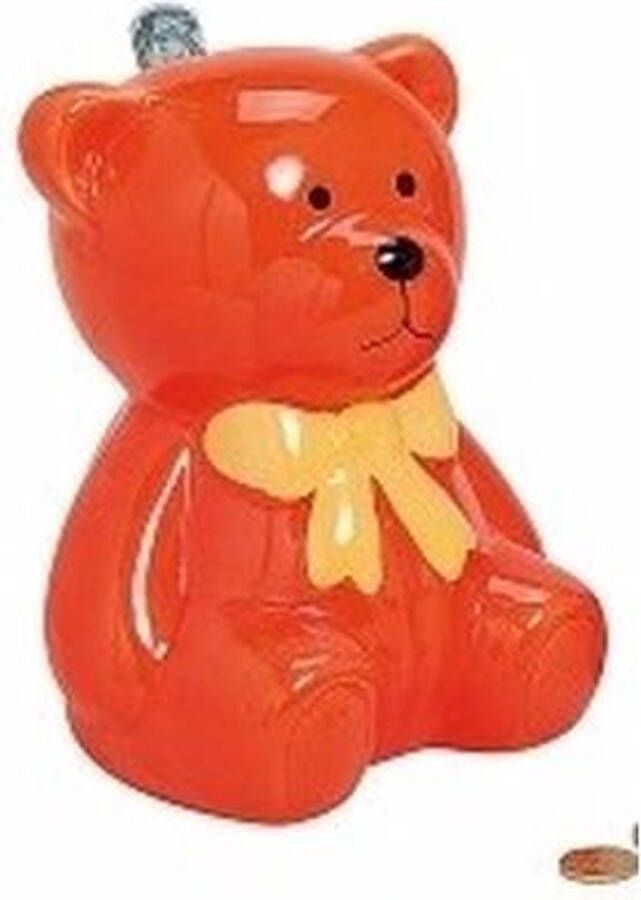Merkloos Oranje teddybeer spaarpot 20 cm Spaarpotten
