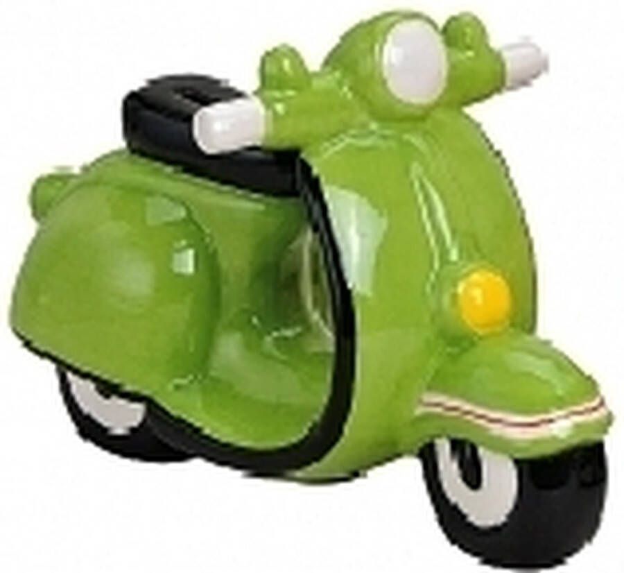 Merkloos Spaarpot scooter groen 20 cm Spaarpotten