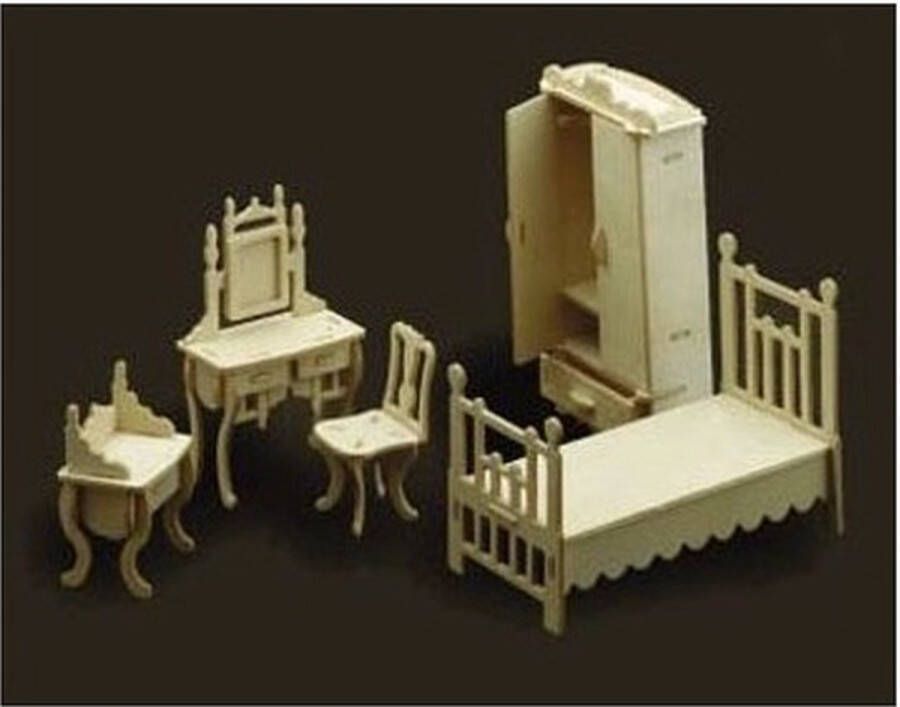 Merkloos Sans marque Speelgoed poppenhuis slaapkamer meubels bouwpakket Houten bouwpakketten